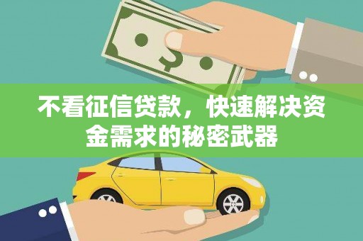 容县不看征信贷款，快速解决资金需求的秘密武器