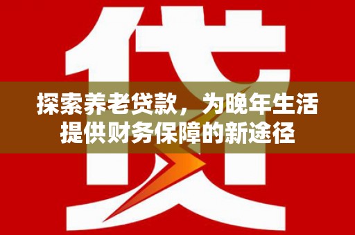 容县探索养老贷款，为晚年生活提供财务保障的新途径