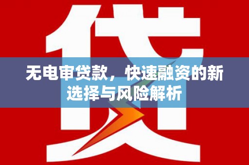 容县无电审贷款，快速融资的新选择与风险解析